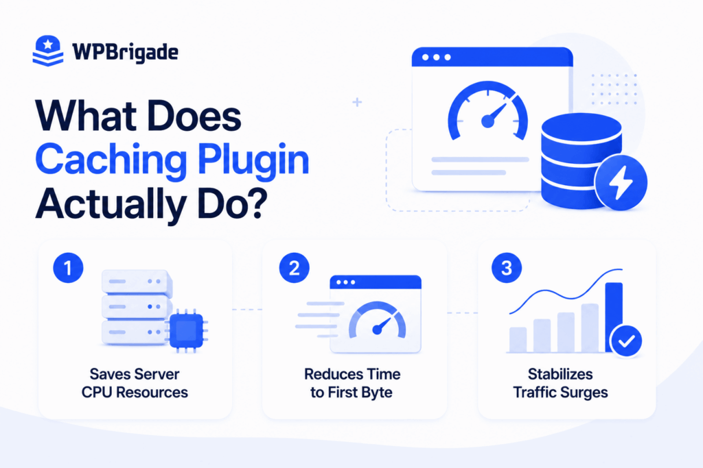 Screen shows the working of a caching plugin in wordpress