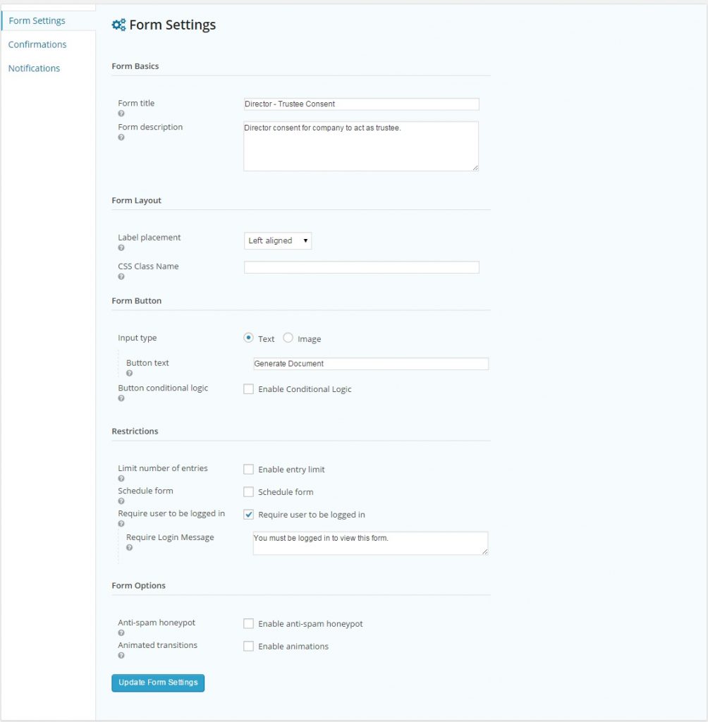 Gravity forms basic setting, gravity forms plugin