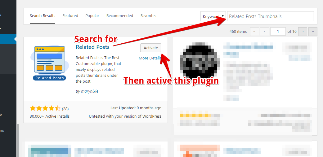 install related posts thumbnails plugin, related posts plugin