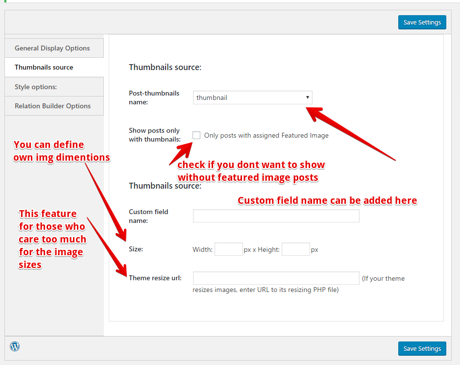 related posts thumbnails plugin thumbnails source option, WordPress related posts plugin