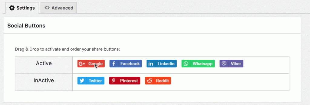 simple social button settings, simple social buttons plugin