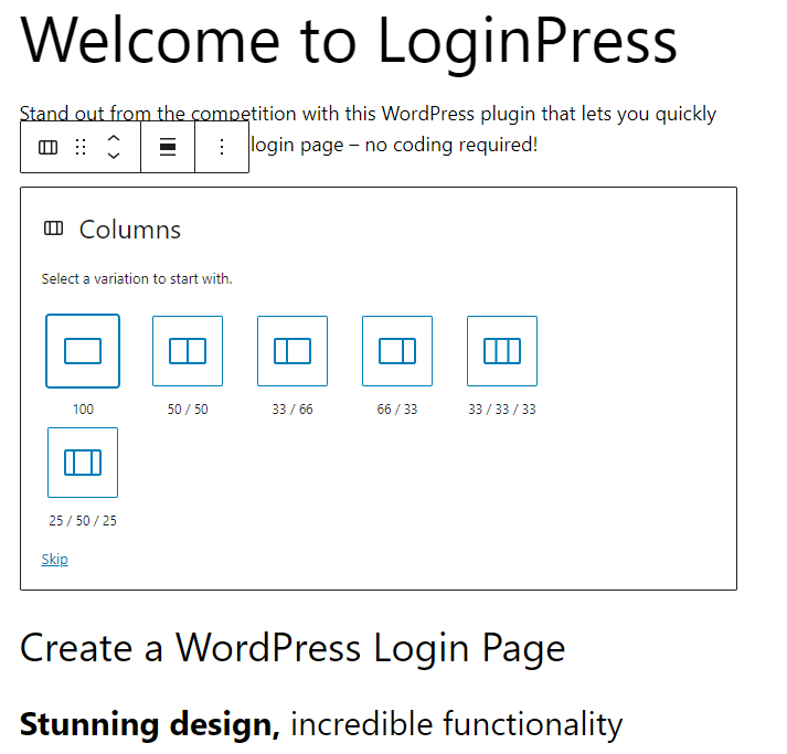 Changing to a Column