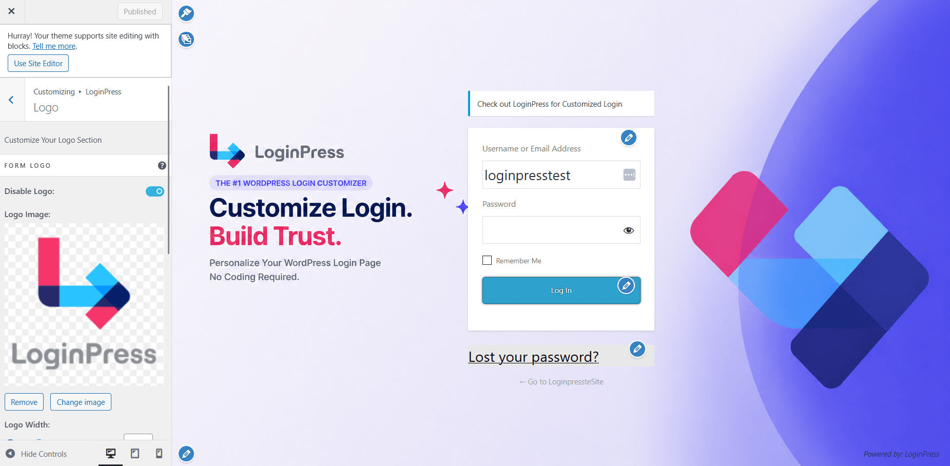 Login customizer in loginpress
