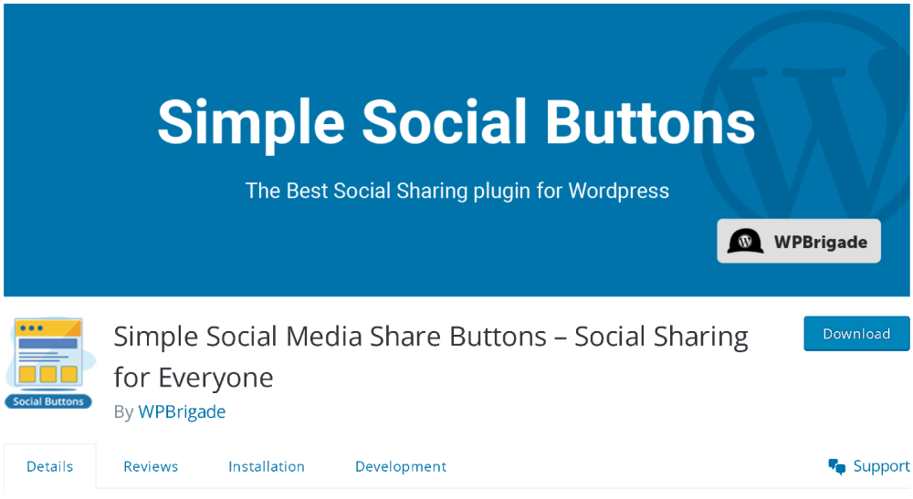 simple social media share buttons - wordpress plugin example