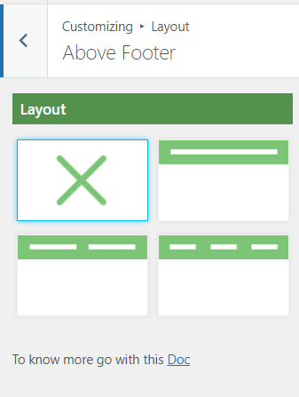 above footer customizing screen