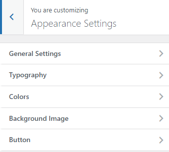 appearance settings customization screen