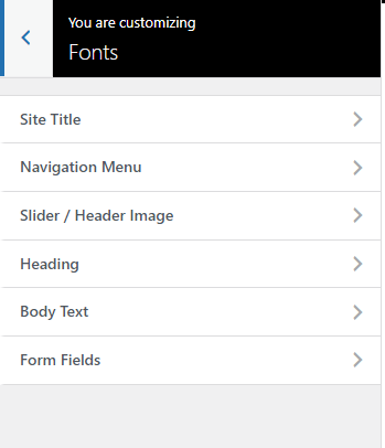 fonts customization options