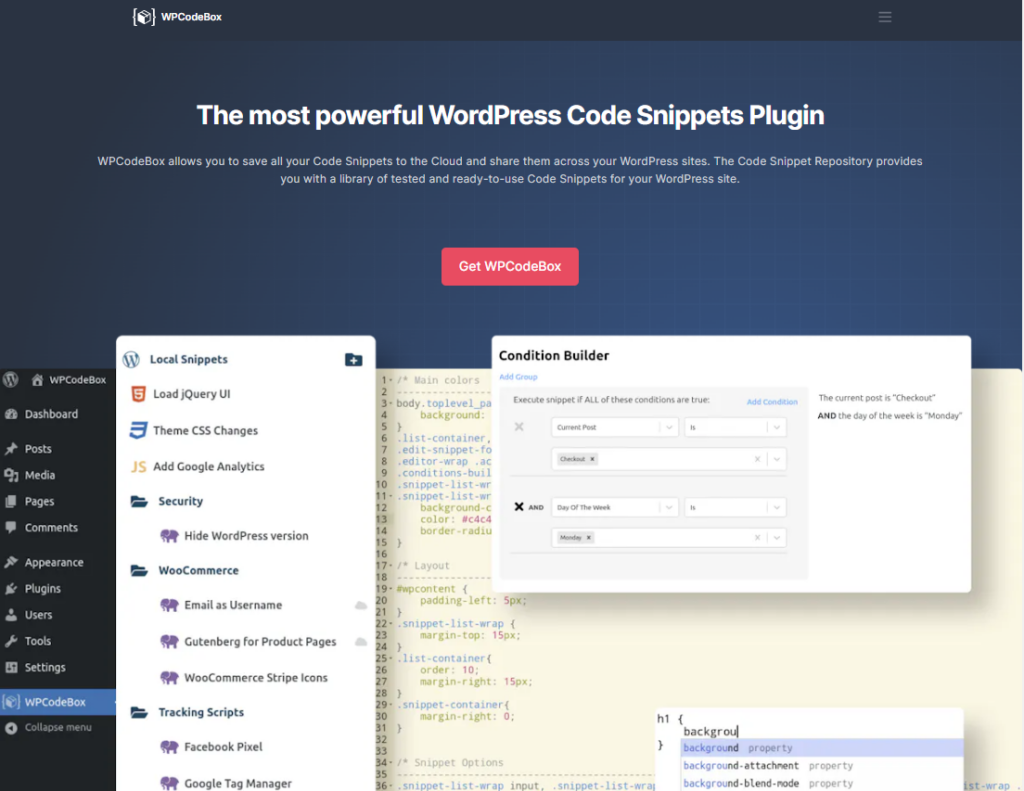 wpcodebox plugin homepage - Best WordPress plugin for adding code
