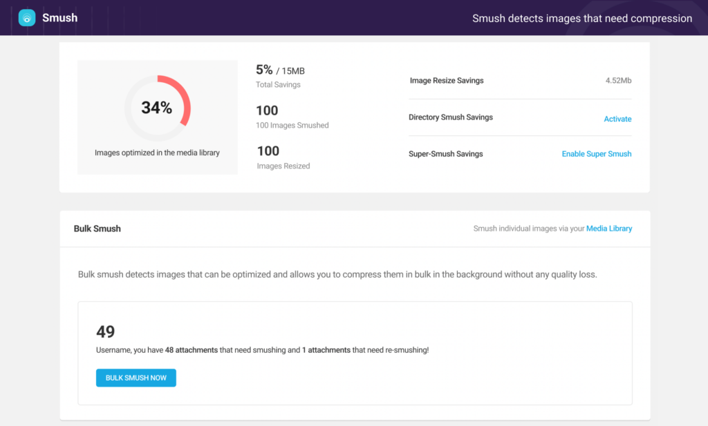 Image Optimization by Smush 