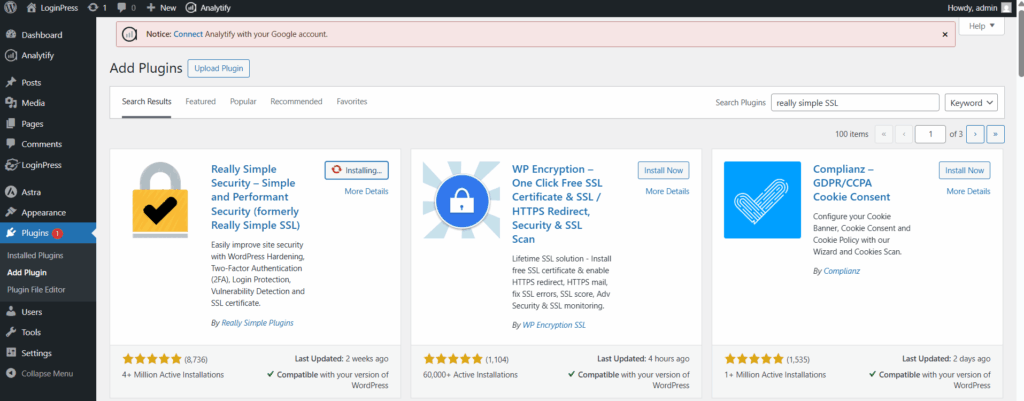 Add plugins wordpress dashboard setting