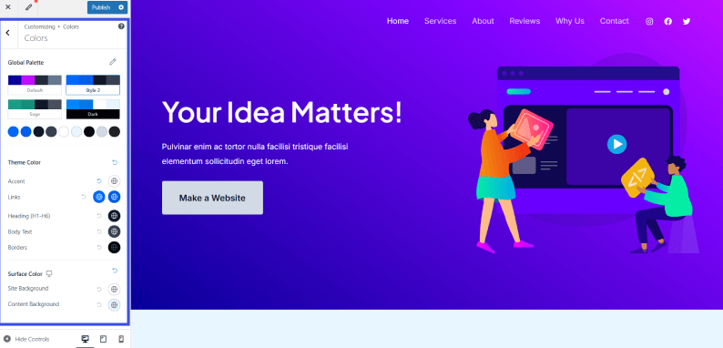 Elementor custom css option in theme customizing