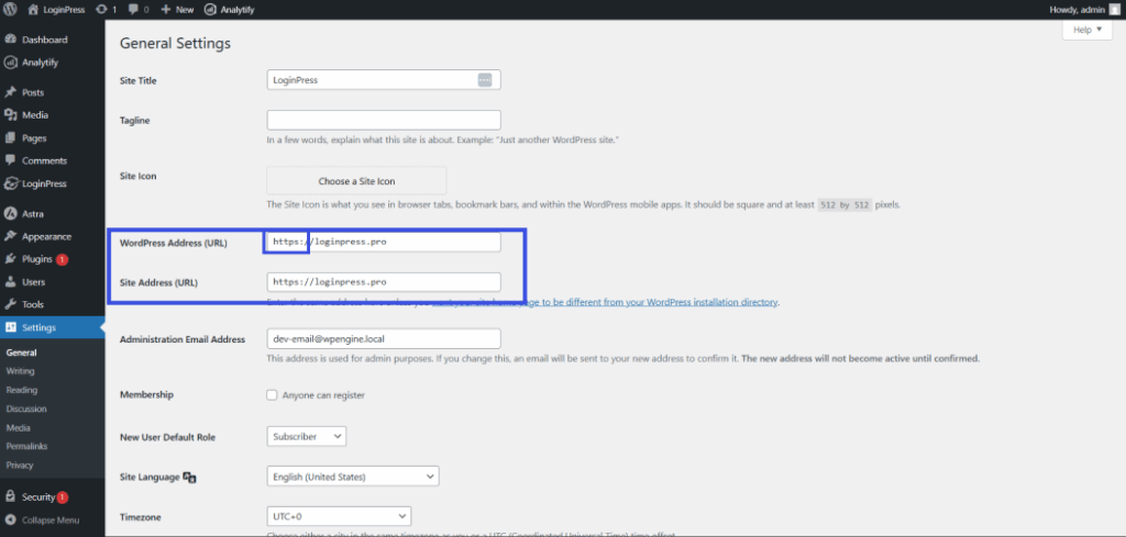 Wordpress address and site address url manual changing to enforce https 