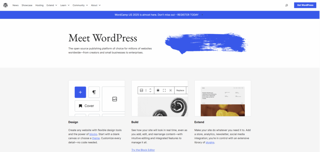 Wordpress.org website for wordpress.com vs wordpress.org
