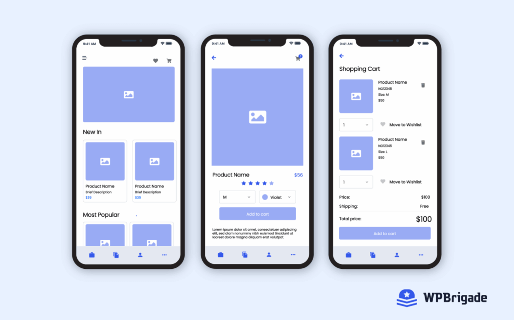Mobile first wireframes during designing phase