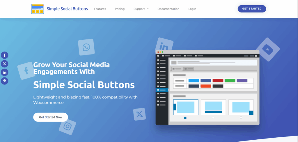 Simple social buttons plugin for essential plugins for wordpress