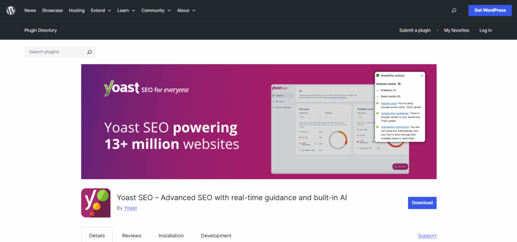 Yoast seo plugin for wordpress