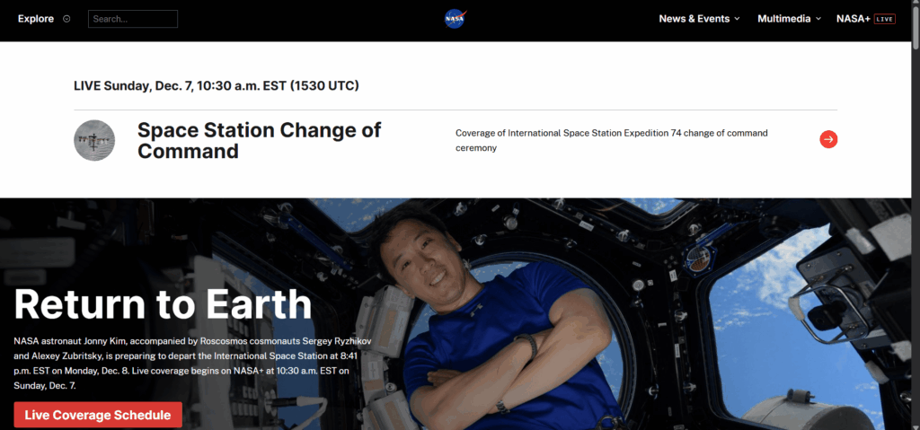 Nasa website page