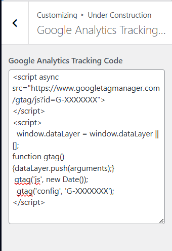 Add google analytics tracking code in ucmm customizer