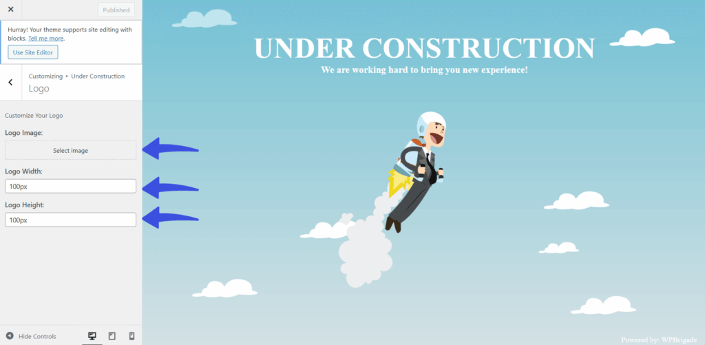 Add logo settings in UCMM under construction customizer
