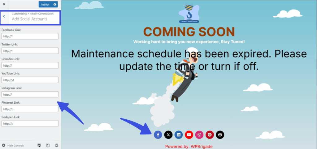 Add social media accounts using social media accounts option