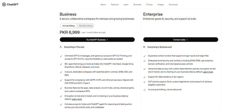 ChatGPT Business and Enterprise Plans