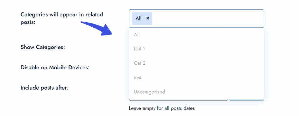 Categories to be shown on related posts