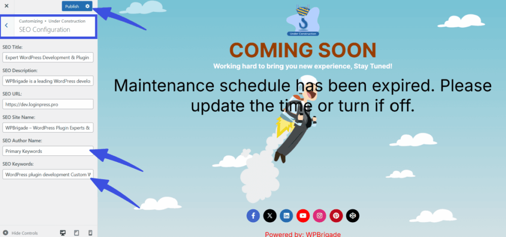 Add author name and seo keywords to complete the configuration