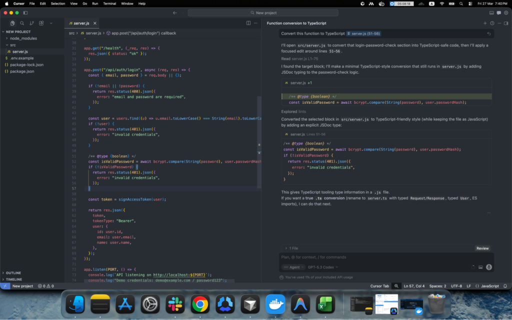 Convert code to typescript prompt for cursor ai review