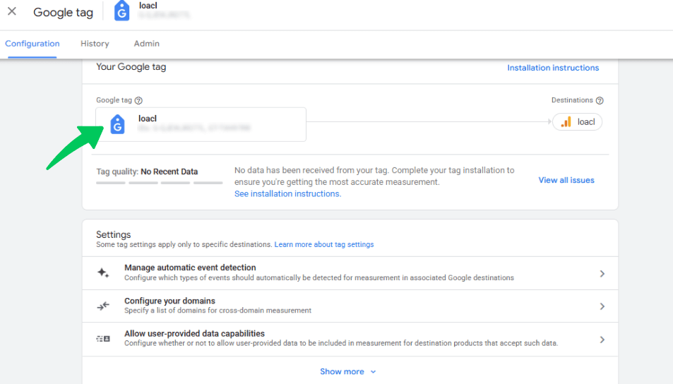 Copy global site tag to add in ucmm customizer