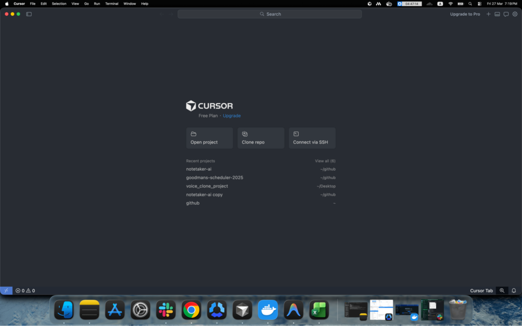Cursor ai editor dashboard