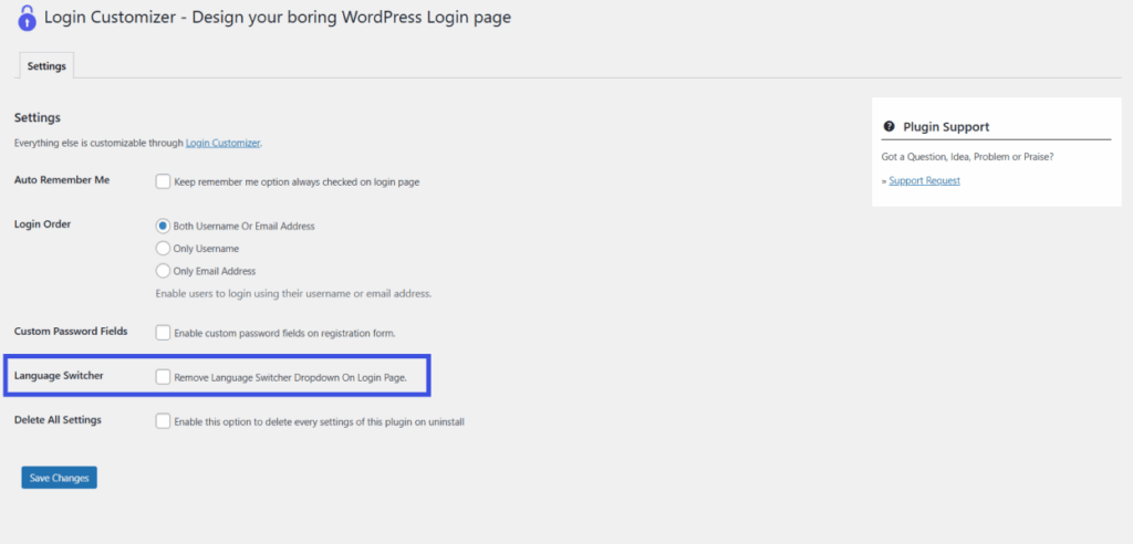 Enable language switcher option in login customizer