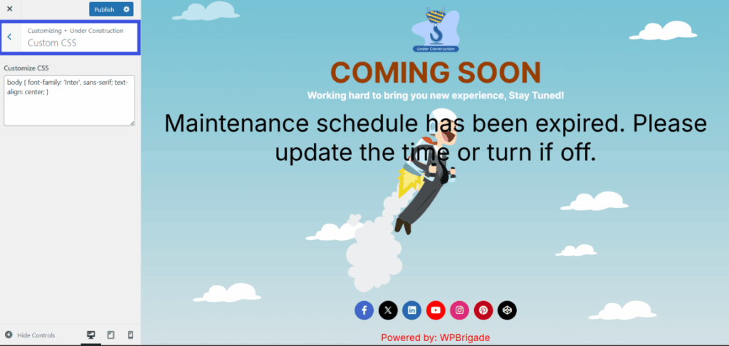 Go to custom css option in