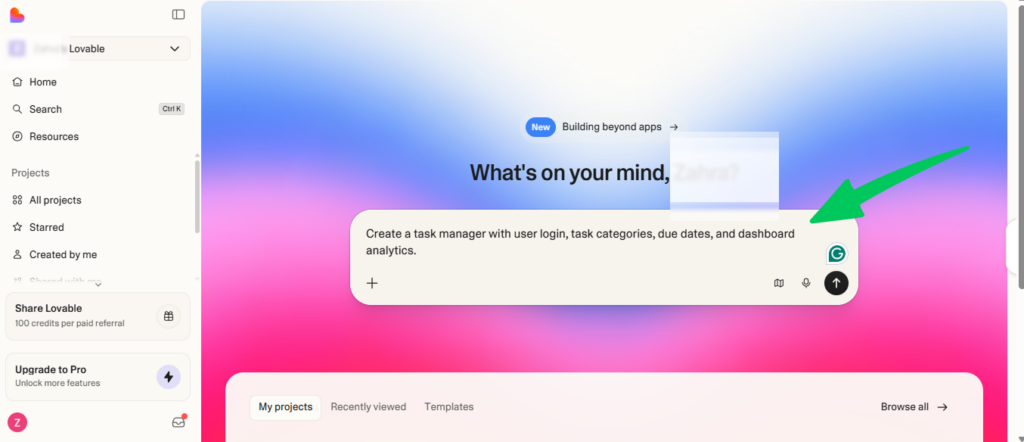 Prompt to create APP in Lovable