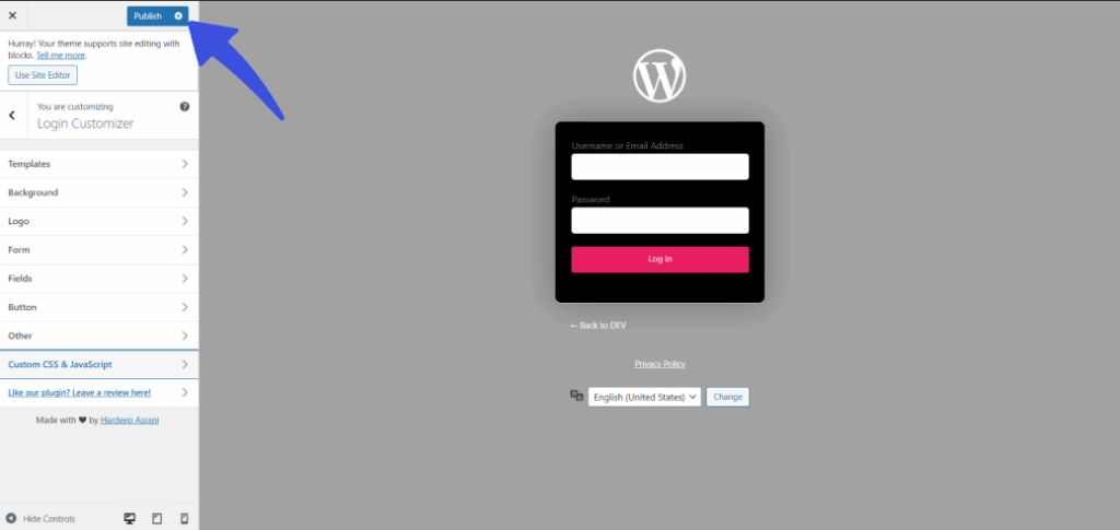 Publish to view changes done