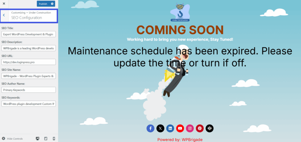 Select seo configuration option