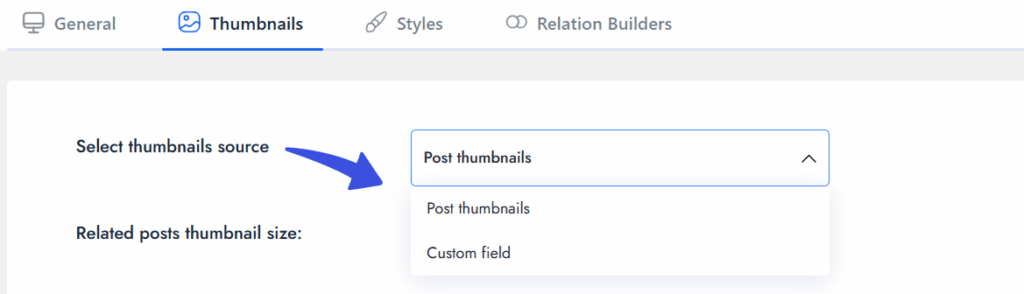 Select thumbnail source from options