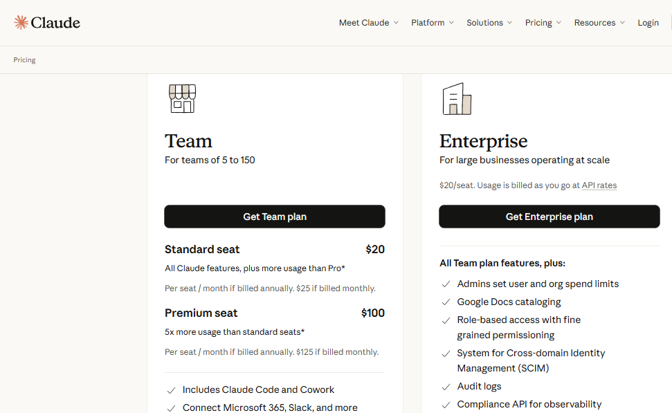Claude Team & Enterprise Plans