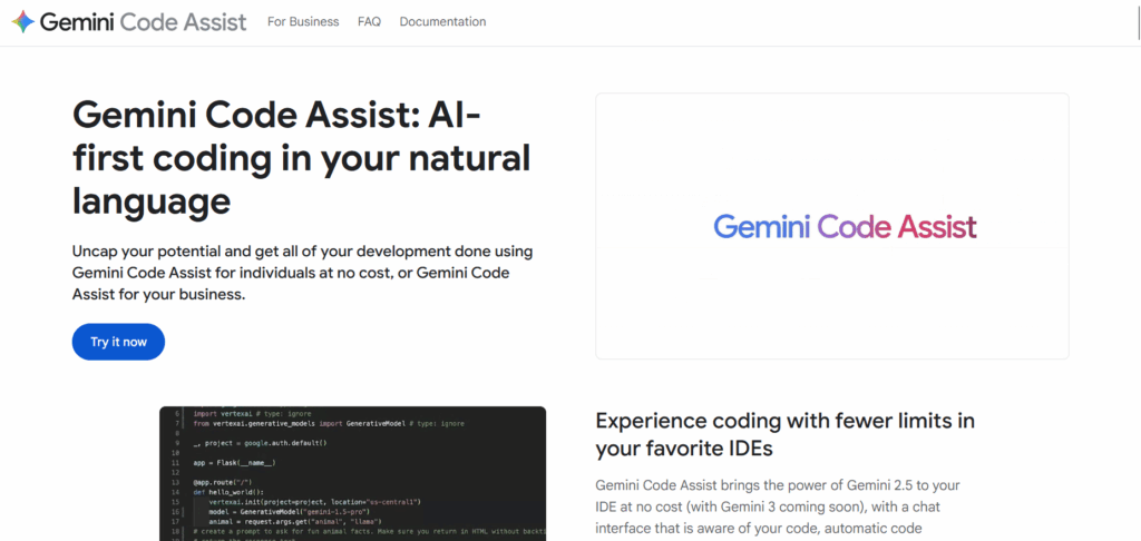 Gemini coding platform for assistance in coding