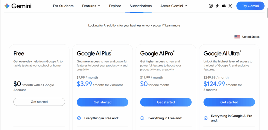 Chatgpt vs gemini pricing plans