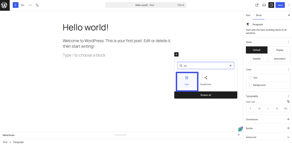 Icon blocks are added in wordpress 7.0