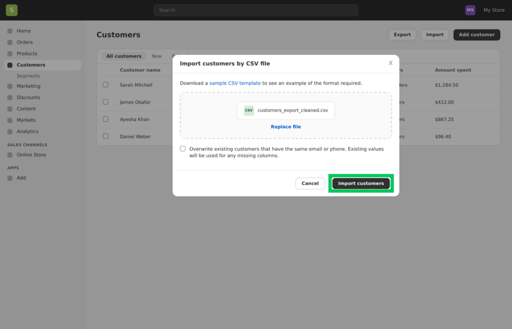 Importing customer records into Shopify when migrating from WooCommerce to Shopify