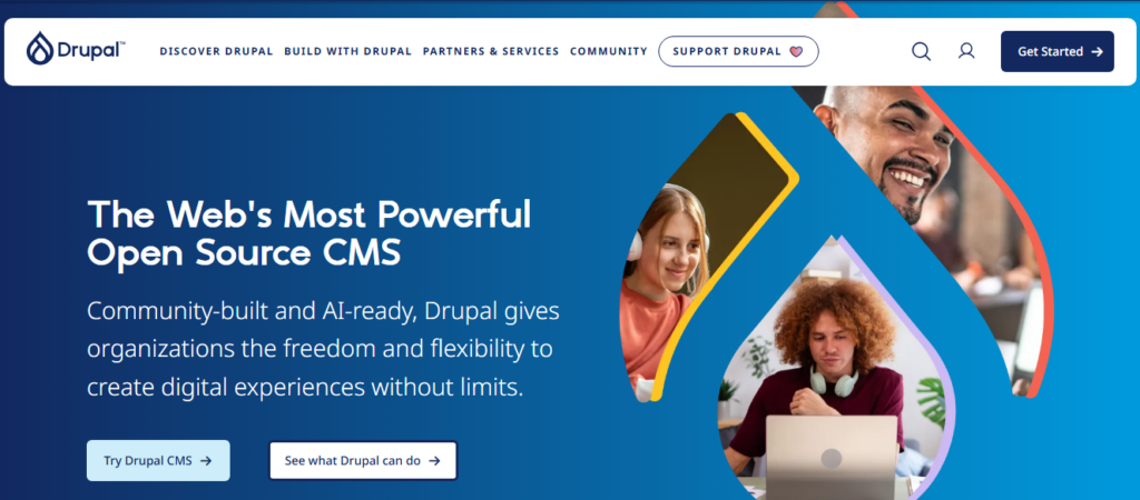 Drupal admin screen showing content types and field configuration