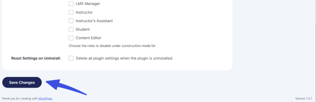 Screen shows how you can save changes done to construction mode
