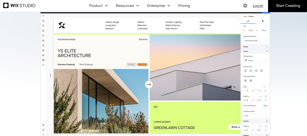 Wix Studio dashboard listing multiple client sites